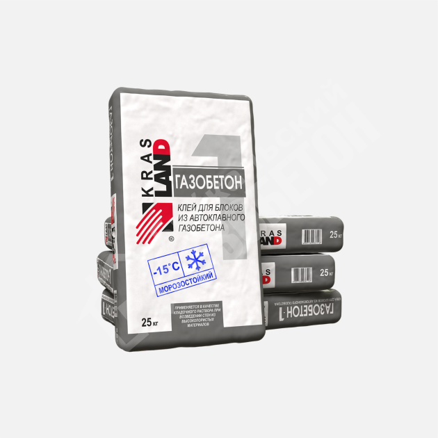 картинка Морозостойкий клей для газобетонных блоков и силикатных блоков KrasLand Газобетон-1